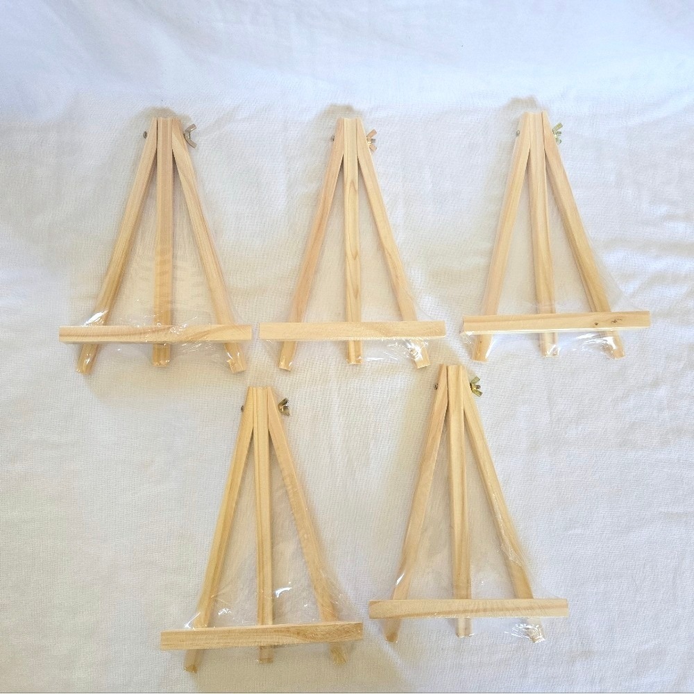 Unbranded 9" Natural Wood Tabletop Art Easel Display Stand Holder 5 Pack Set NEW